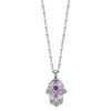 LOTUS Silver Halskette Hand der Fatima 925 Silber rosa lila Mystic JLP1989-1-1