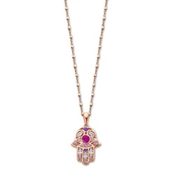 LOTUS Silver Halskette Hand der Fatima 925 Silber rosa weiß Mystic JLP1989-1-3