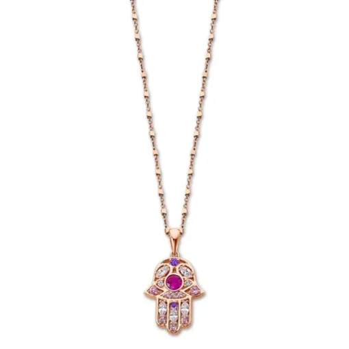 LOTUS Silver Halskette Hand der Fatima 925 Silber rosa weiß Mystic JLP1989-1-3