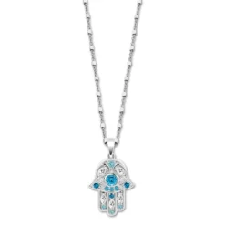 LOTUS Silver Halskette Hand der Fatima 925 Silber blau Mystic JLP1989-1-4