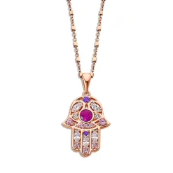 LOTUS Silver Halskette Hand der Fatima 925 Silber rosa weiß Mystic JLP1989-1-3