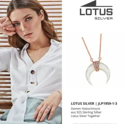 LOTUS Silver Halskette Halbmond 925 Silber LP1959-1/3 rose Zirkonia JLP1959-1-3
