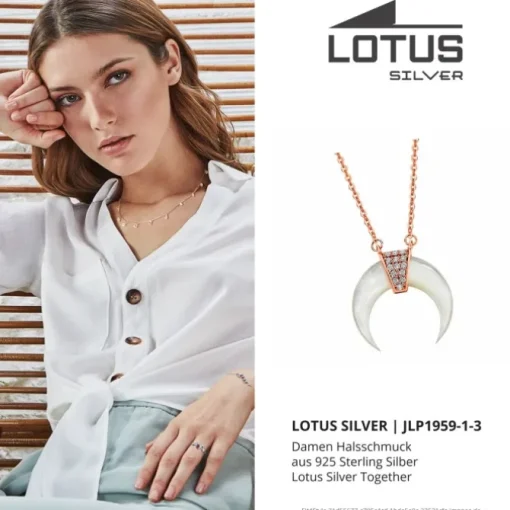 LOTUS Silver Halskette Halbmond 925 Silber LP1959-1/3 rose Zirkonia JLP1959-1-3