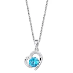 LOTUS Silver Halskette Herz 925 Silber blau Zirkonia Pure Essential JLP3106-1-3