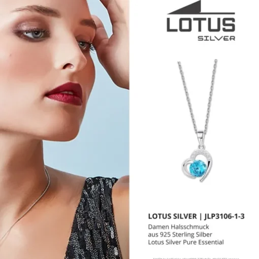 LOTUS Silver Halskette Herz 925 Silber blau Zirkonia Pure Essential JLP3106-1-3