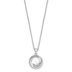LOTUS Silver Halskette Perle 925 Silber weiß Zirkonia Zuchtperle JLP3095-1-1
