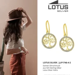 LOTUS Silver Ohrhänger Lebensbaum SILBER LP1746-4/2 gold Zirkonia JLP1746-4-2