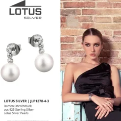 LOTUS Silver Ohrstecker 925 Silber LP1278-4/3 Zirkonia Perle Pearls JLP1278-4-3