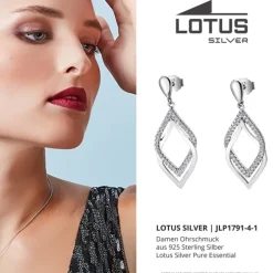 LOTUS Silver Ohrstecker Blatt 925 Silber LP1791-4/1 weiß Zirkonia JLP1791-4-1