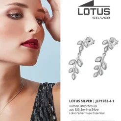LOTUS Silver Ohrstecker Blätter 925 Silber LP1783-4/1 weiß Zirkonia JLP1783-4-1