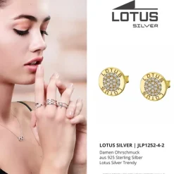 LOTUS Silver Ohrstecker Circle 925 Silber LP1252-4/2 gold Zirkonia JLP1252-4-2