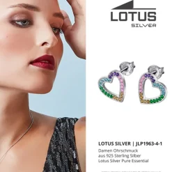 LOTUS Silver Ohrstecker Herz 925 Silber LP1963-4/1 bunt Zirkonia JLP1963-4-1