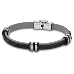 LOTUS Style Armband Damen Herren LS1829-2/4 Leder grau schwarz JLS1829-2-4