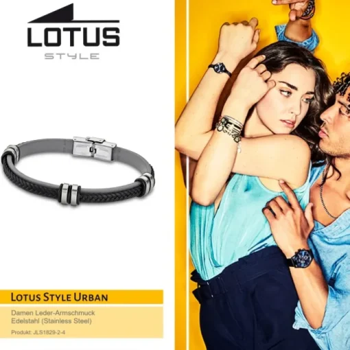LOTUS Style Armband Damen Herren LS1829-2/4 Leder grau schwarz JLS1829-2-4