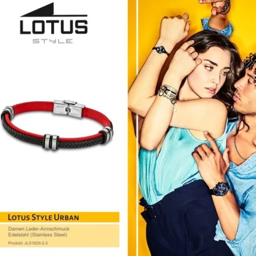 LOTUS Style Armband Damen Herren LS1829-2/3 Leder rot schwarz JLS1829-2-3