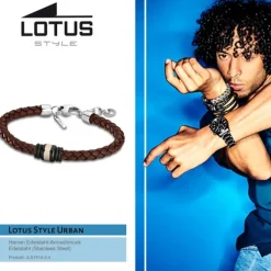 Lotus Style Armband Herren Edelstahl silber, braun LS1814-2/4 Urban JLS1814-2-4