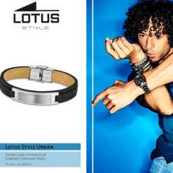LOTUS Style Armband Herren Leder silber schwarz LS1808-2/2 Urban JLS1808-2-2