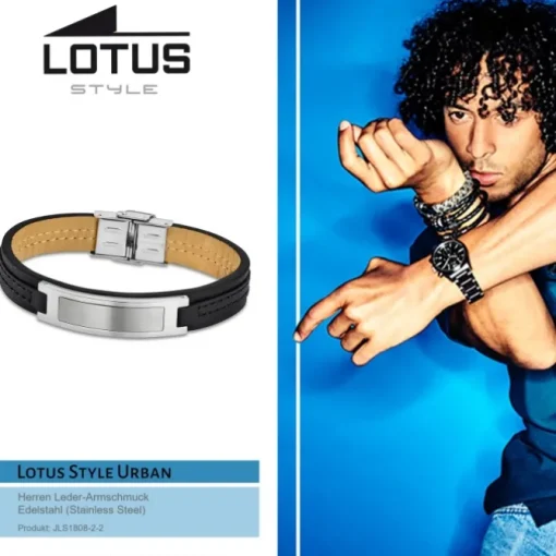 LOTUS Style Armband Herren Leder silber schwarz LS1808-2/2 Urban JLS1808-2-2