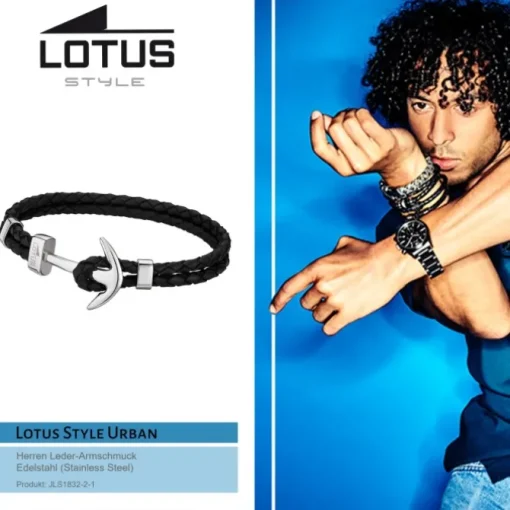 LOTUS Style Armband Herren Leder schwarz LS1832-2/1 Anker Schmuck JLS1832-2-1