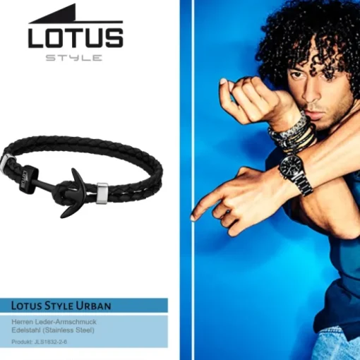 LOTUS Style Armband Herren Leder schwarz LS1832-2/6 Anker Schmuck JLS1832-2-6