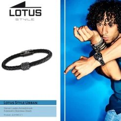 LOTUS Style Armband LS1980-2/1 Herren Leder/Edelstahl schwarz Urban JLS1980-2-1