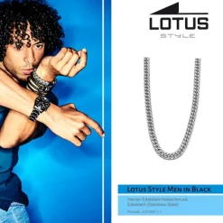 LOTUS Style Halskette LS1937-1/1 Herren Edelstahl silber Men Black JLS1937-1-1