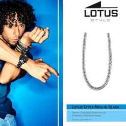 LOTUS Style Halskette LS1939-1/1 Herren Edelstahl silber Men Black JLS1939-1-1
