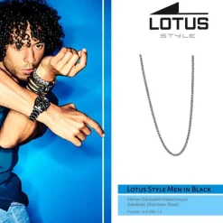 LOTUS Style Herren Halskette Men in Black-Kollektion Edelstahl JLS1682-1-2