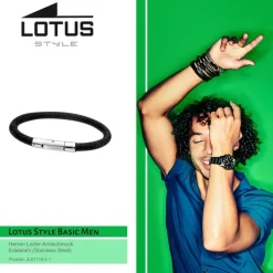 LOTUS Style Leder-Armband rund schwarz Edelstahlschmuck JLS1119-2-1