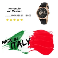 Maserati Herren Armbanduhr EPOCA Analog Leder schwarz UMAR8821118009