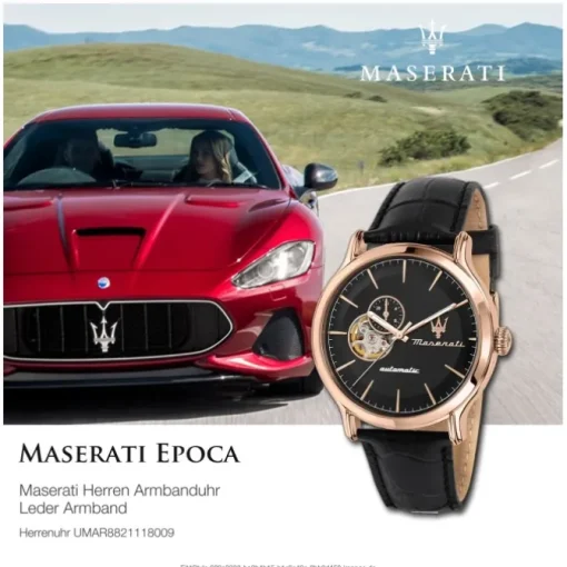 Maserati Herren Armbanduhr EPOCA Analog Leder schwarz UMAR8821118009