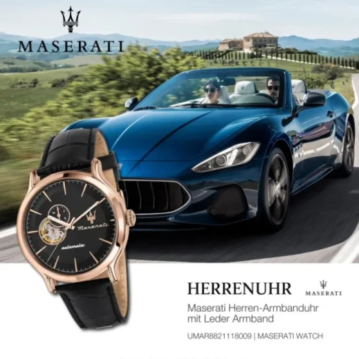 Maserati Herren Armbanduhr EPOCA Analog Leder schwarz UMAR8821118009
