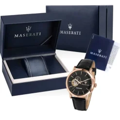 Maserati Herren Armbanduhr EPOCA Analog Leder schwarz UMAR8821118009