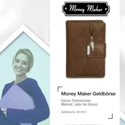 Money Maker echtes Leder braun Portemonnaie Brieftasche Damen OPJ701C