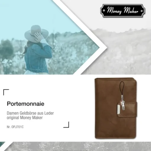 Money Maker echtes Leder braun Portemonnaie Brieftasche Damen OPJ701C