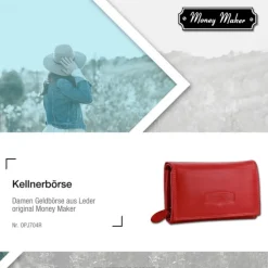 Money Maker Echtleder rot Damen Portemonnaie RFID Schutz OPJ704R