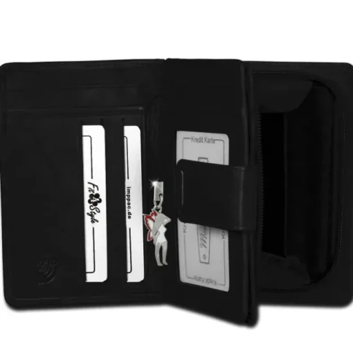 Money Maker Echtleder schwarz Damen Portemonnaie RFID Schutz OPJ701S