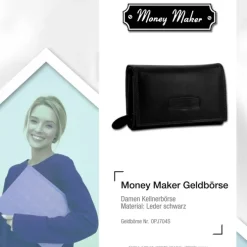 Money Maker Echtleder schwarz Damen Portemonnaie RFID Schutz OPJ704S