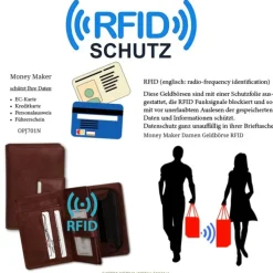 Money Maker Leder braun Brieftasche Portemonnaie RFID Schutz OPJ701N