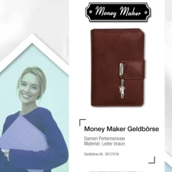 Money Maker Leder braun Brieftasche Portemonnaie RFID Schutz OPJ701N