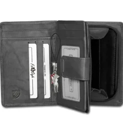 Money Maker Leder grau Brieftasche Portemonnaie RFID Schutz OPJ701K
