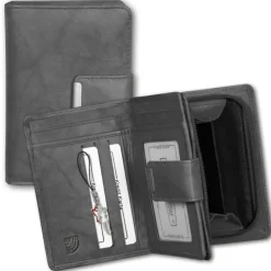 Money Maker Leder grau Brieftasche Portemonnaie RFID Schutz OPJ701K