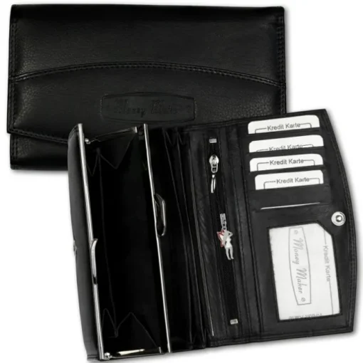 Money Maker Leder schwarz Portemonnaie RFID Schutz Börse OPJ719S