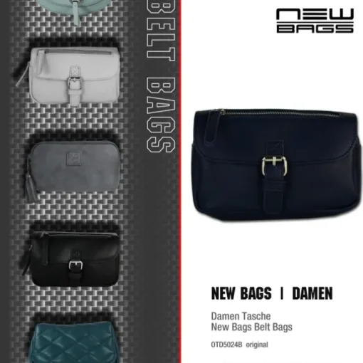 New Bags Damen Gürteltasche eckige Form viel Stauraum Bauchtasche navy OTD5024B