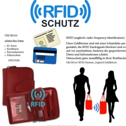Old River echtes Leder rot Portemonnaie Brieftasche klein OPD104R
