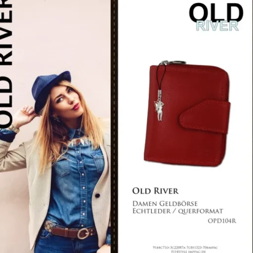 Old River echtes Leder rot Portemonnaie Brieftasche klein OPD104R