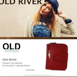 Old River echtes Leder rot Portemonnaie Brieftasche klein OPD104R