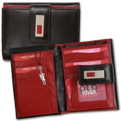 Old River echtes Leder schwarz rot XL Damen Portemonnaie OPD701S