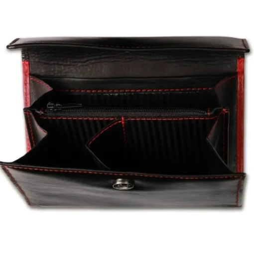 Old River echtes Leder schwarz rot XL Damen Portemonnaie OPD701S
