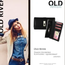 Old River Portemonnaie Querformat Leder schwarz OPD707S